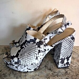 Guess Black and White Women's Platform Heels